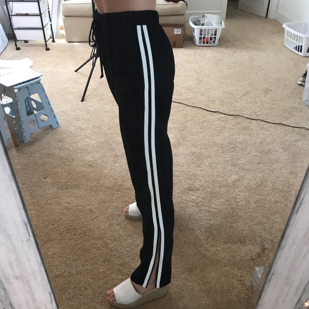 WAYF Black and White Fashion Track Pants